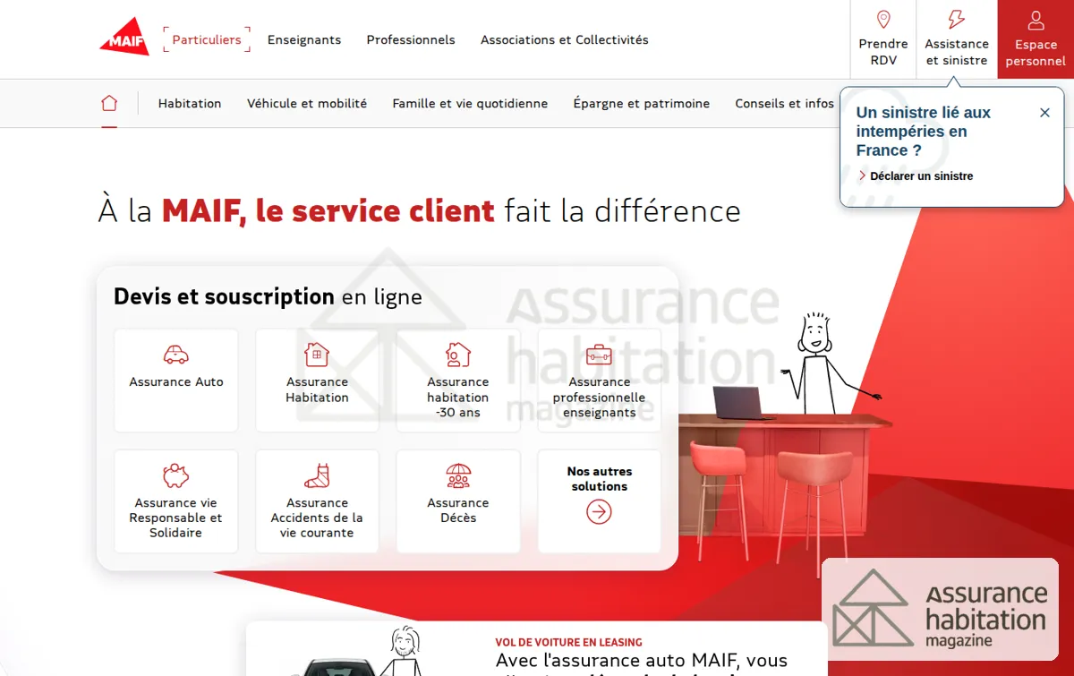 Capture : MAIF - Assurance des particuliers, professionnels et associations